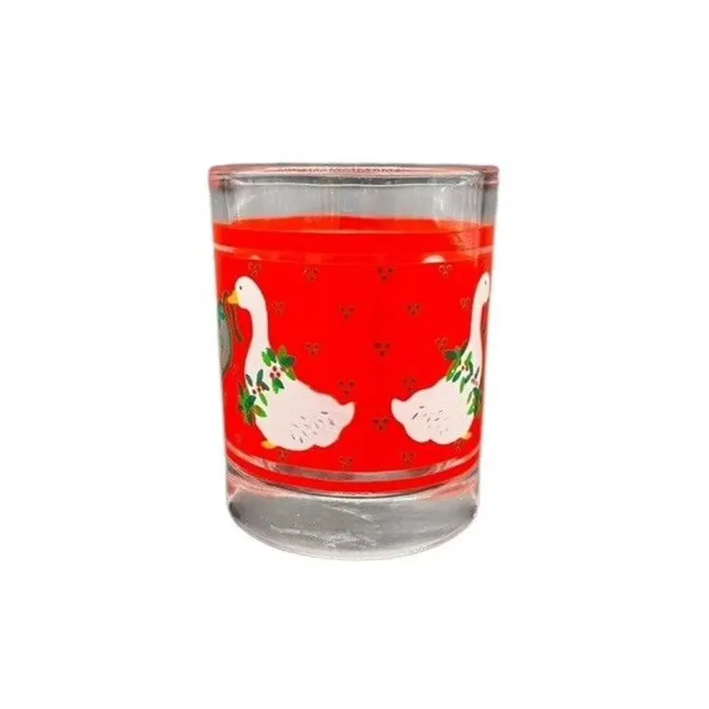 VTG Geese‎ Christmas Candle Holder Tea Light Votive Bow Hallmark 1989 Country